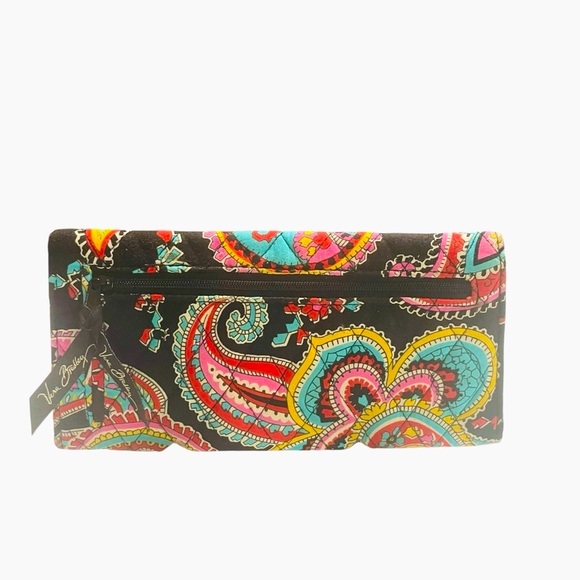 Vera Bradley Cotton Wallet Multicolor Paisley Floral Print, Multiple Card Slots - Picture 3 of 10